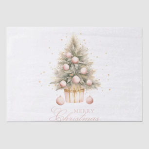 Papier Mousseline Elégant Aquarelle rose doux Joyeux Arbre de Noël