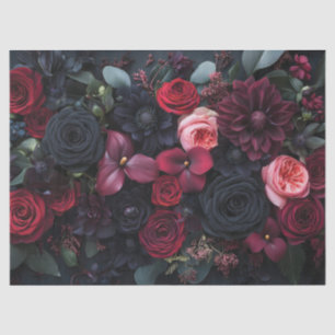 Papier Mousseline Élégant arrangement floral foncé avec Roses