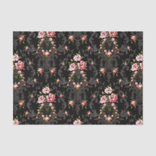 Papier Mousseline Élégant Arrière - plan Floral-Noir de Rococo