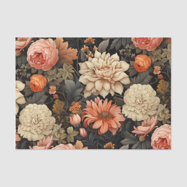 Papier Mousseline Élégant automne floral (Recto)
