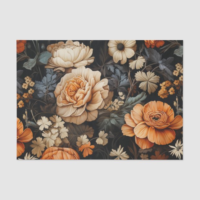 Papier Mousseline Élégant automne floral (Recto)