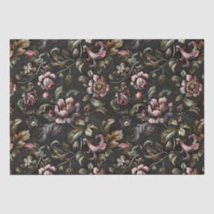 Papier Mousseline Elégant Baroque foncé Peinture Fleurs Découpage