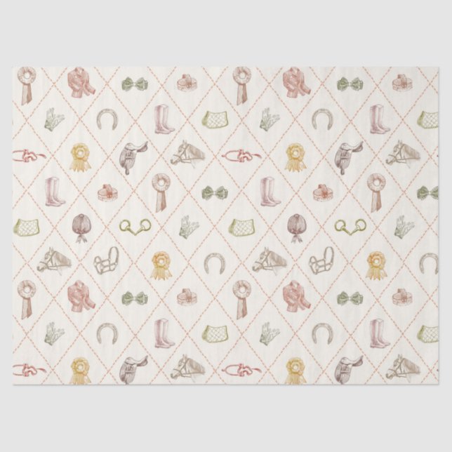 Papier Mousseline Elegant Beige Equestrian Diamond Pattern (Recto)