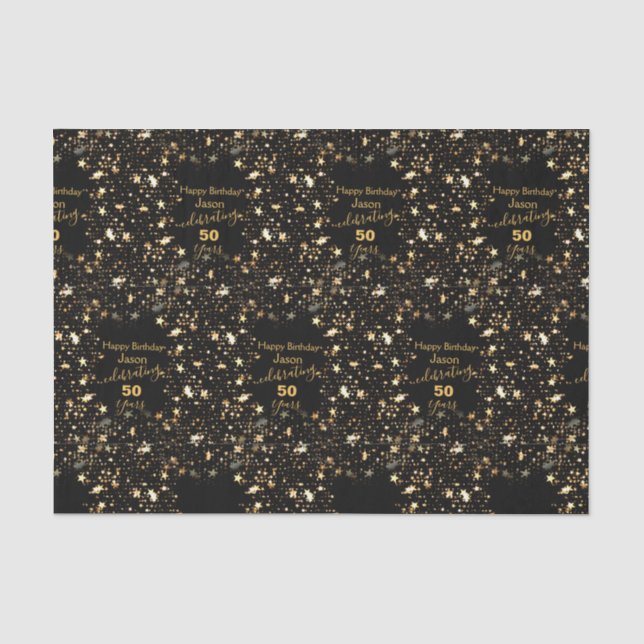 Papier Mousseline Elégant Black and Gold 50e anniversaire (Recto)