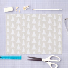 Papier Mousseline Elégant Blanc Arbres sur Faux Beige Motif Texture