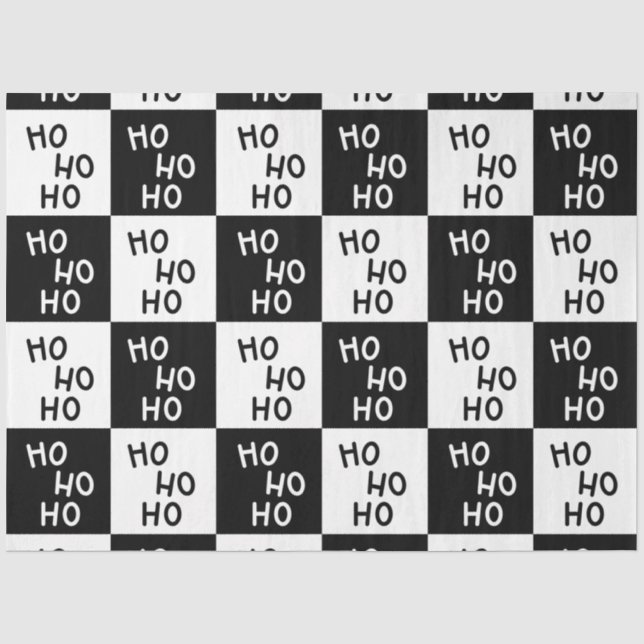 Papier Mousseline Elégant blanc moderne noir Ho Ho Noël (Recto)