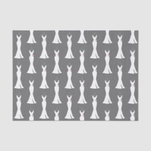 Papier Mousseline Elégant blanc sur gris - Motif élégant