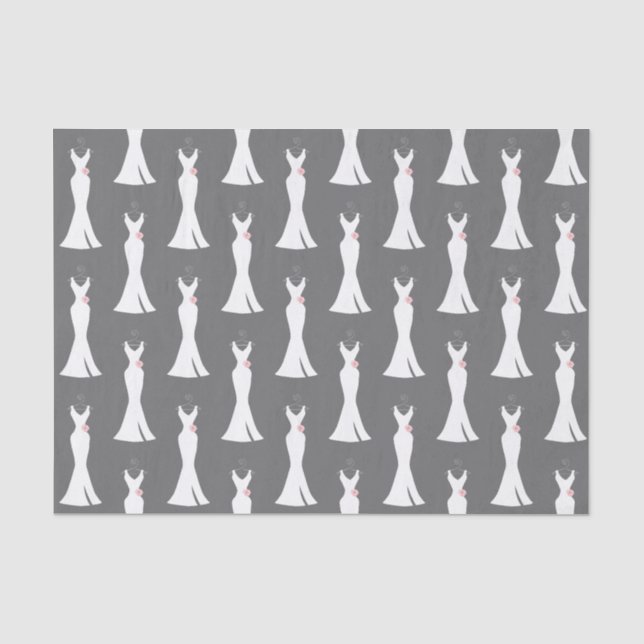 Papier Mousseline Elégant blanc sur gris - Motif élégant (Recto)
