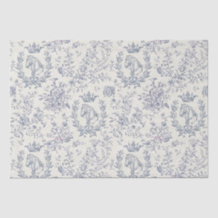Papier Mousseline Elégant Bleu Chic Beige Equestre Toile Florale