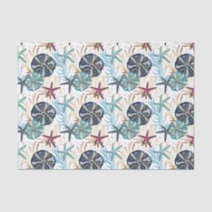 Papier Mousseline Elégant bleu et or Océan Motif trésors