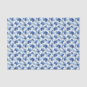 Papier Mousseline Elégant bleuets aquarelles