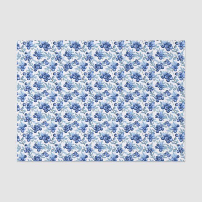 Papier Mousseline Elégant bleuets aquarelles (Recto)