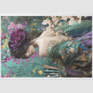 Papier Mousseline Élégant Boho, portrait artistique du dos d'une fem