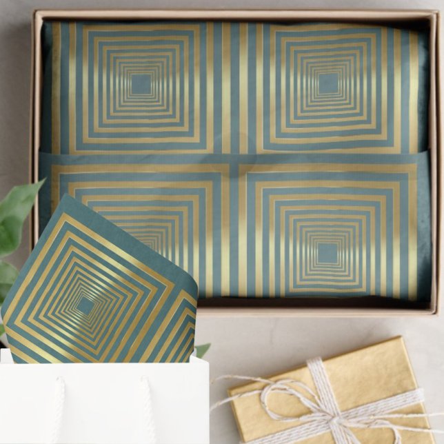 Papier Mousseline Élégant cadeau en or turquoise emballage papier Ti (Créateur téléchargé)