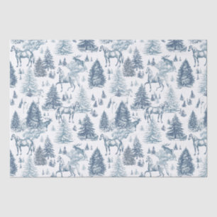 Papier Mousseline Elégant Cheval Blanc Vintage en Toile de Bois de N