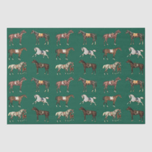 Papier Mousseline Élégant Chevaux Vintages à cheval Chasseur Vert