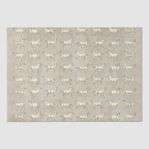Papier Mousseline Élégant Chevaux Vintages Galloping Beige Kraft