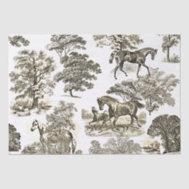Papier Mousseline Élégant Chic Rustique Horses Toile Beige