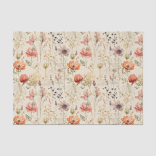 Papier Mousseline Élégant collage floral Vintage