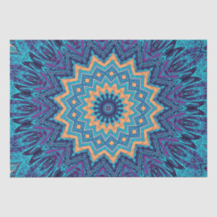 Papier Mousseline élégant cool bleu mandala moquette motif