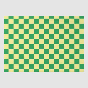 Papier Mousseline Elégant damier jaune et vert