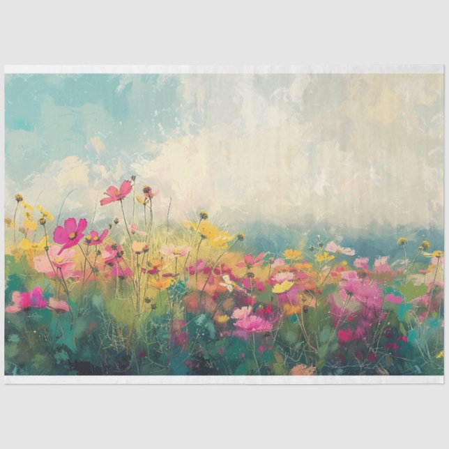 Papier Mousseline Élégant découpage impressionniste Fleur sauvage (Recto)