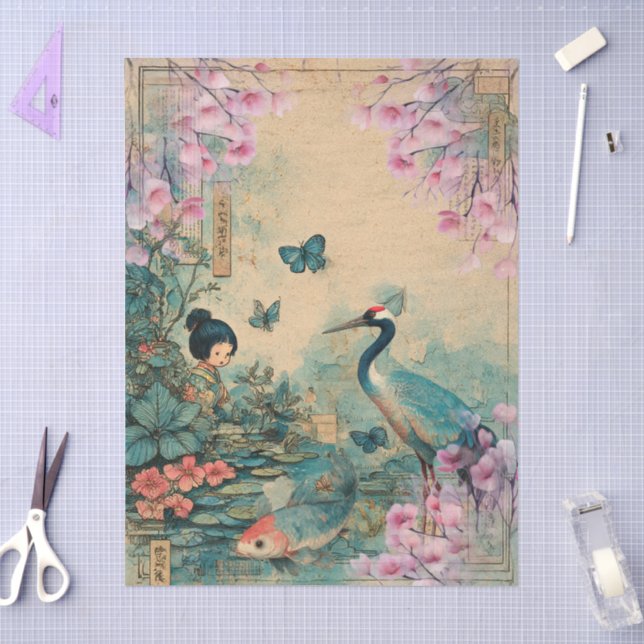 Papier Mousseline Elégant Découpage Thématique Japonaise (Artisanat)