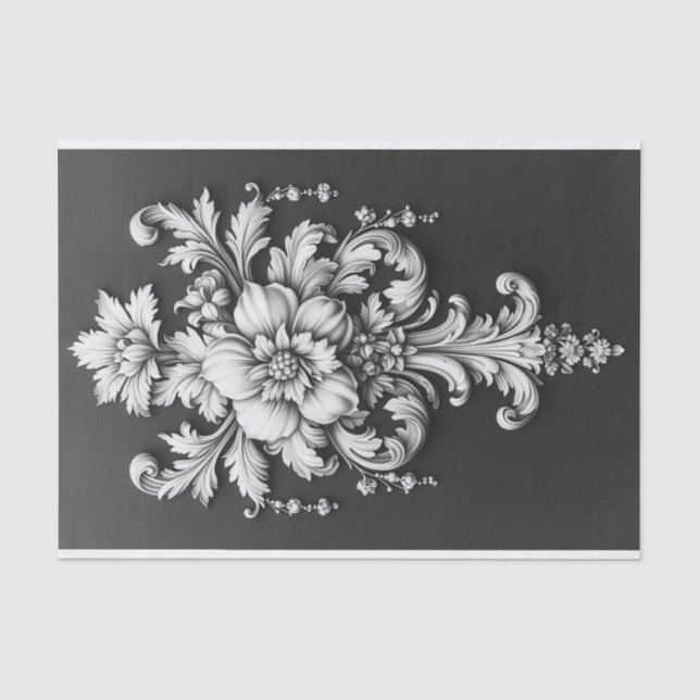 Papier Mousseline Élégant défilement floral (Recto)