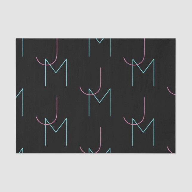 Papier Mousseline Élégant Éditable Deux Initiales Modernes Carrelées (Recto)