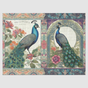 Papier Mousseline Elégant Ephémère Botanique Peacock Paire Découpage