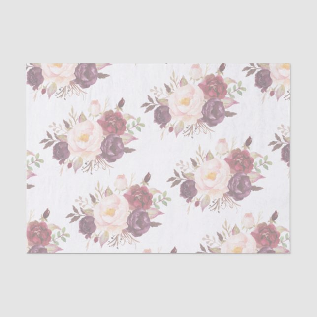 Papier Mousseline Élégant Faire-part de mariage floral défraîchi (Recto)