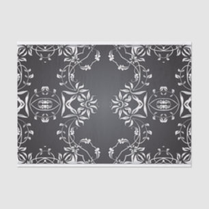 Papier Mousseline Elégant Fancy Noir Et Argent Baroque Ornate