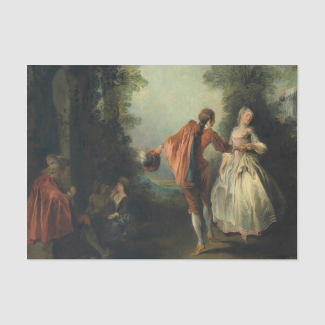 Papier Mousseline Elegant Figures Dancing by Nicolas Lancret (Recto)