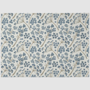 Papier Mousseline Elégant floral bleu aquarelle Fleurs