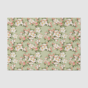 Papier Mousseline Élégant floral vert Avocado