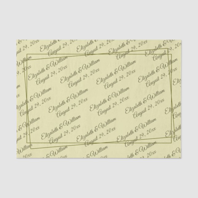 Papier Mousseline Elegant Frame on Celestial Yellow Monogram Wedding (Recto)