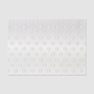 Papier Mousseline Elégant Gold Blanc et Coeurs Diamants Satinés
