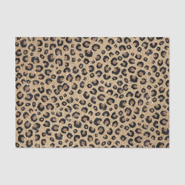 Papier Mousseline Elegant Gold Glitter Black Leopard (Recto)