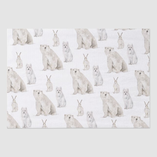 Papier Mousseline Élégant Hiver Arctique Animaux neigeux (Recto)