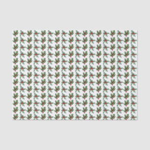 Papier Mousseline Elegant Holly Berries Motif Noël