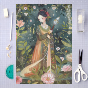 Papier Mousseline Elégant Jardin Oriental Thème Découpage Artisanat