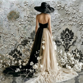 Papier Mousseline Elegant Lady in Black and White – Decoupage Paper