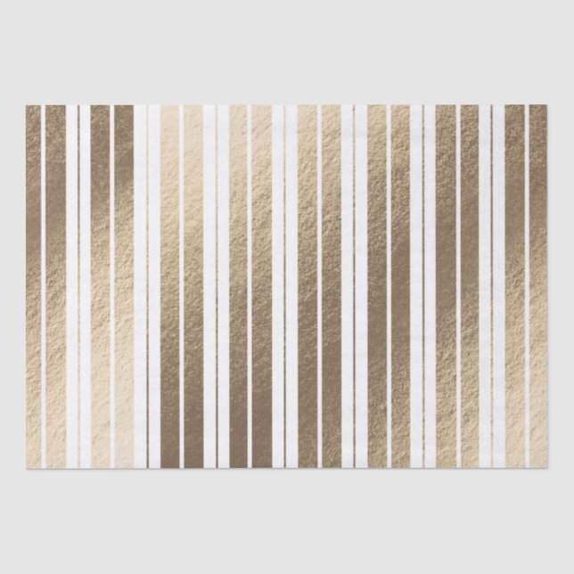 Papier Mousseline Elégant Luxe Or Blanc rayé Noël (Recto)