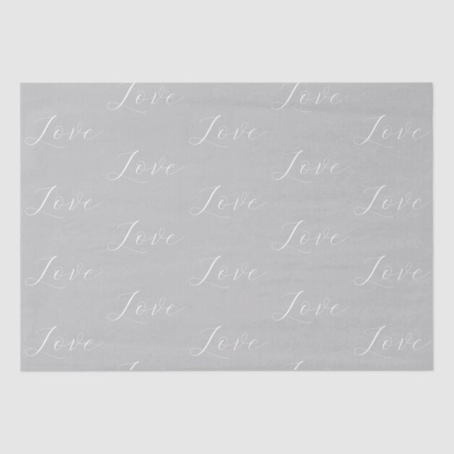 Papier Mousseline Élégant Mariage blanc gris d'amour (Recto)