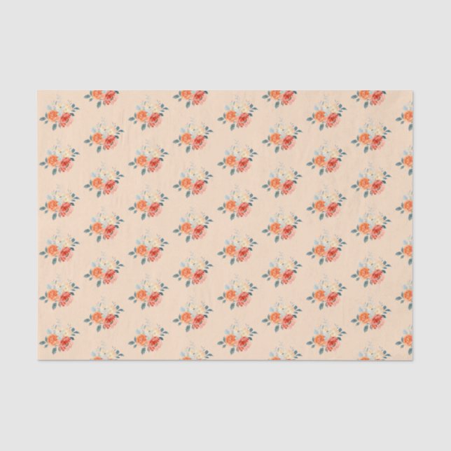 Papier Mousseline Élégant Mariage Floral Gold Blush (Recto)