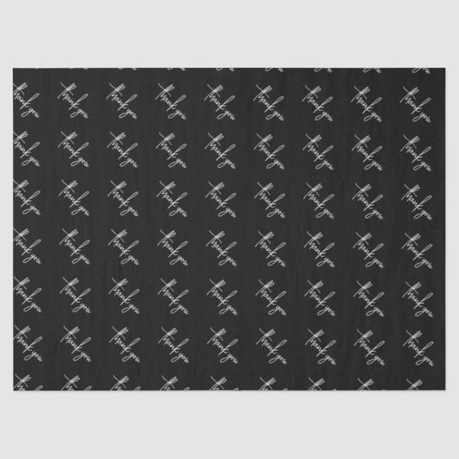 Papier Mousseline Élégant Merci noir simple Petite entreprise (Recto)