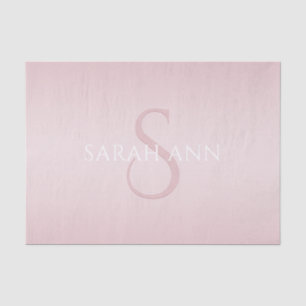 Papier Mousseline Elégant moderne Blush Pink Ombre Nom et monogramme