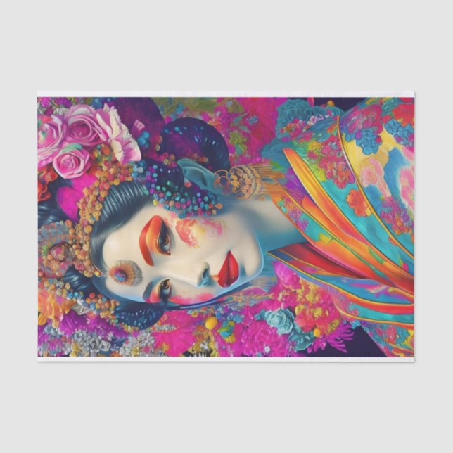 Papier Mousseline Elégant moderne Geisha Découpage papier de papier  (Recto)