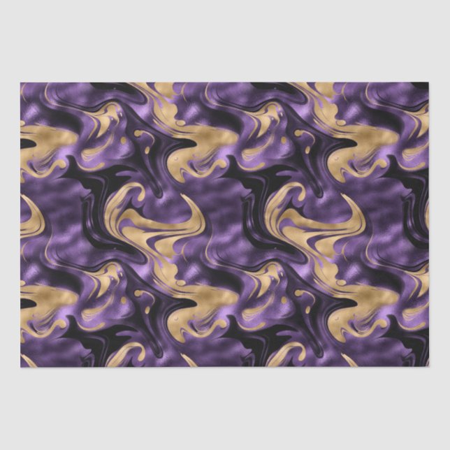 Papier Mousseline Elégant Molten Purple et Gold Foil Anniversaire (Recto)