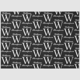 Papier Mousseline Élégant Monogramme de calligraphie noir et blanc